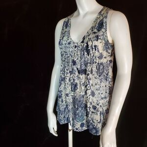 Converse White & Blue Floral Sheer Tank Top (S)
